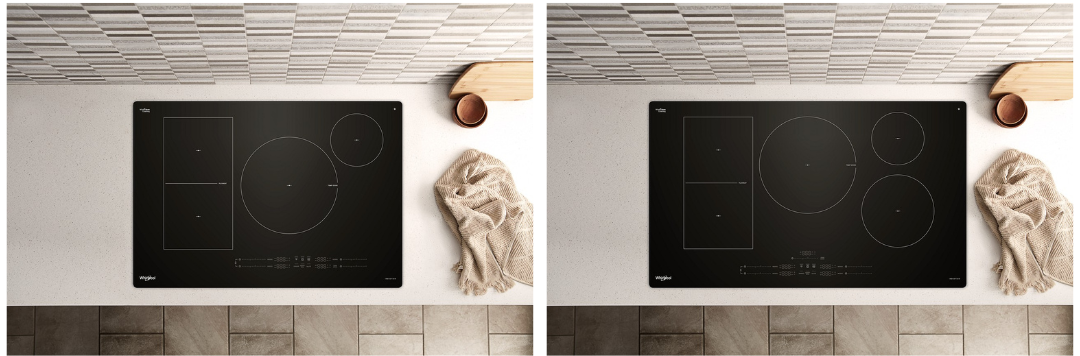 A Whirlpool Cooktop. Next to it is a dishcloth.