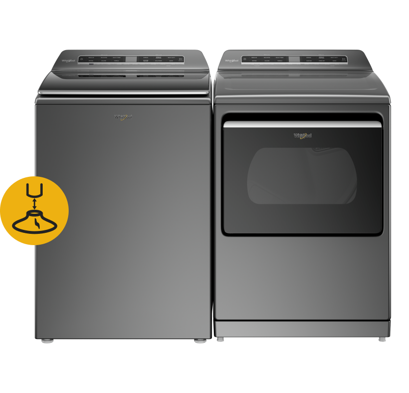 Laveuse HE à chargement vertical de 6 à 6,1 pi cu C.E.I. et sécheuse électrique à vapeur de 7.4 pi cu