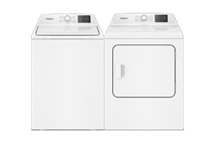 4.6 Cu. Ft. I.E.C. Whirlpool<sup>®</sup> Top Load Agitator Washer with Quick Wash &amp; 7.0 cu. ft. Electric Dryer with Adaptive Dry