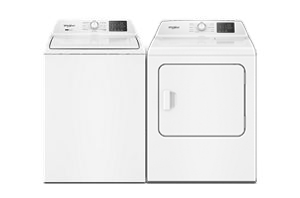 Laveuse à chargement vertical Whirlpool<sup>®</sup> de 4,8 à 4,9 pi cu CEI avec agitateur amovible 2 en 1 et sécheuse électrique Whirlpool<sup>®</sup> de 7 pi cu avec détection automatique