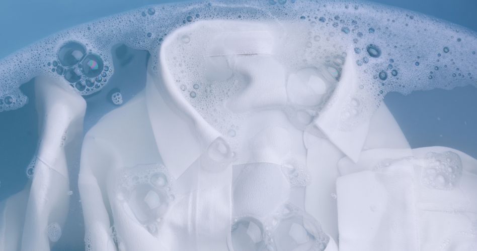 Whirlpool Combination Microwave A white shirt in a soaking solution