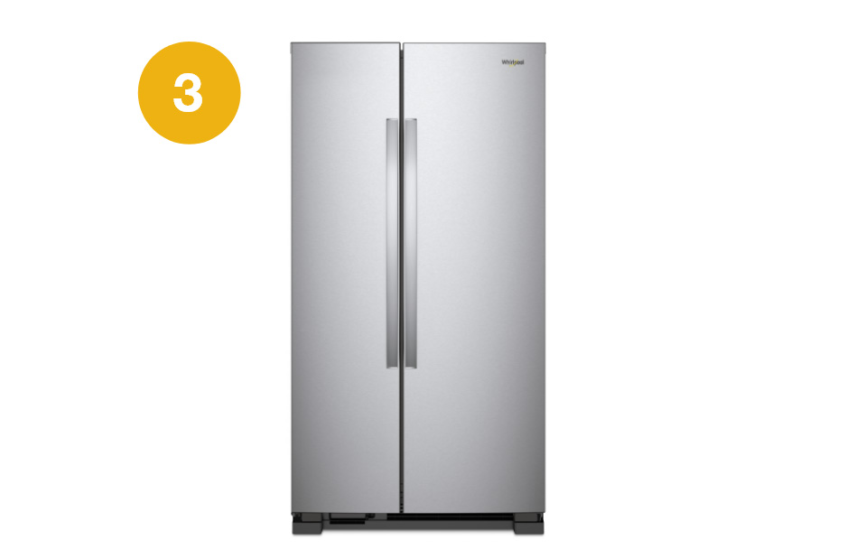 Whirlpool Combination Microwave A stainless steel side-by-side Whirlpool refrigerator