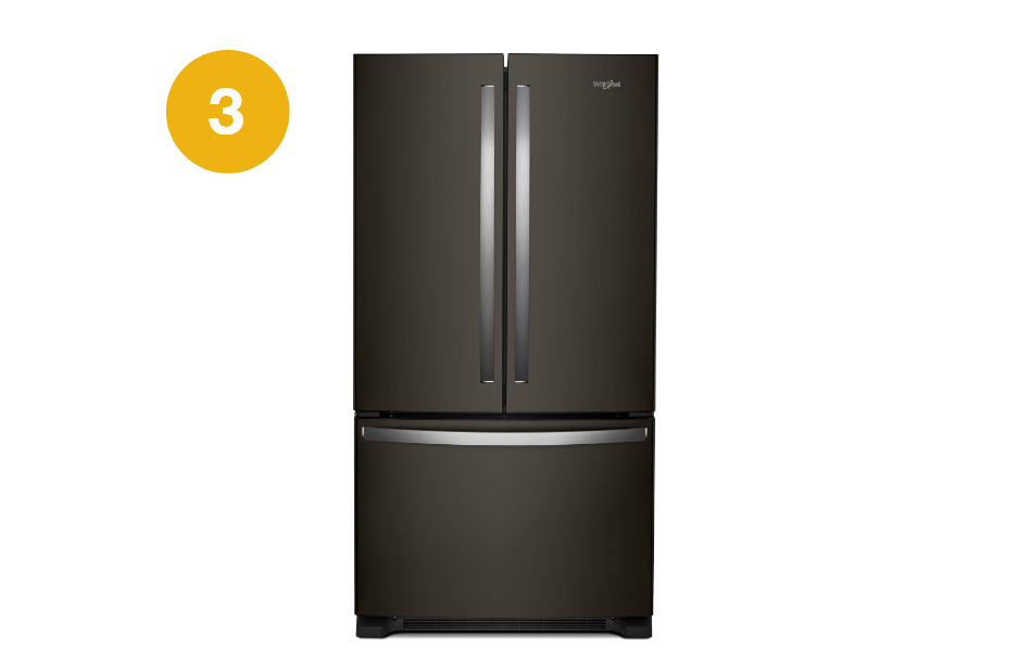 Whirlpool Combination Microwave A french door Whirlpool refrigerator in black