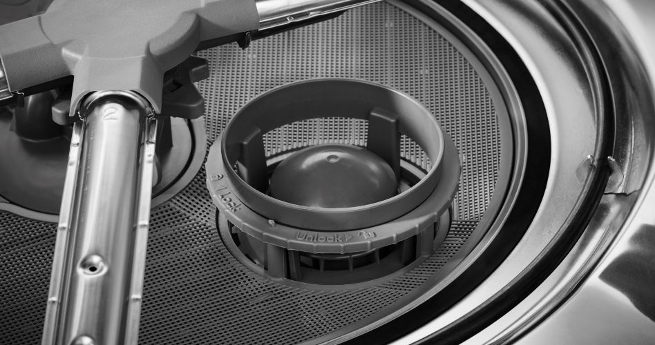 Whirlpool Combination Microwave The filter of a Whirlpool dishwasher.