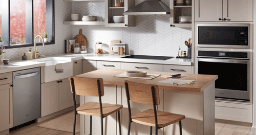 A modern kitchen equipped with various Whirlpool built-in appliances