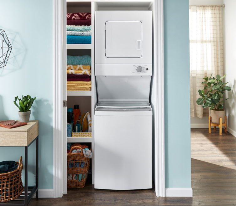 A Whirlpool® Stacked Laundry Center
