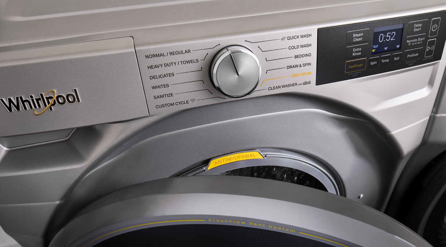 Panneau de commande d’une laveuse Whirlpool® à chargement frontal