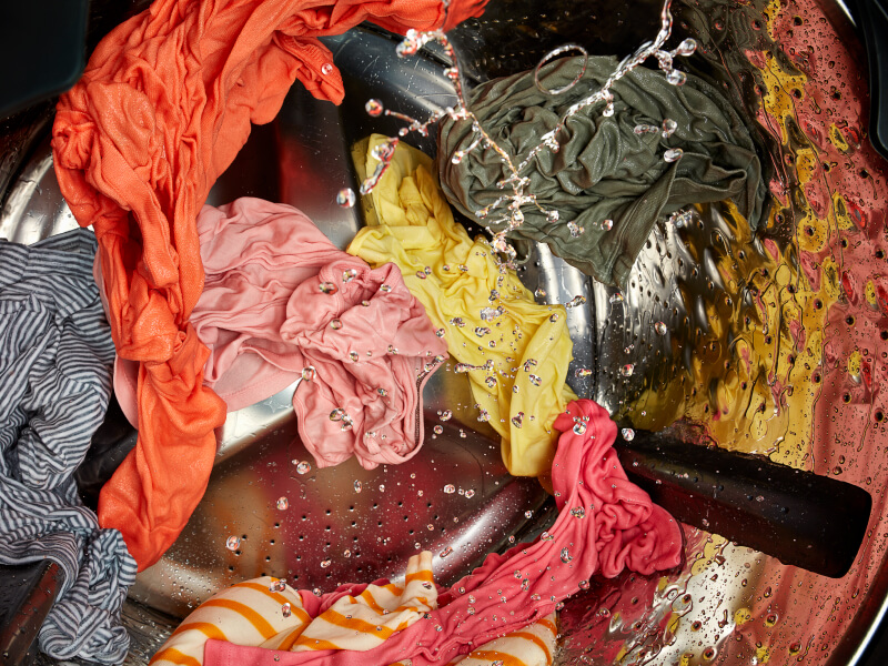 Washing machine filled with laundry