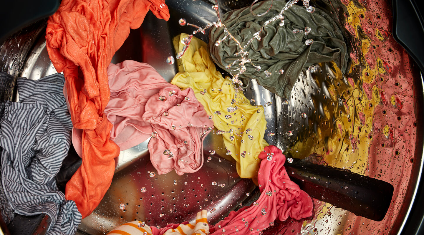 Washing machine filled with laundry