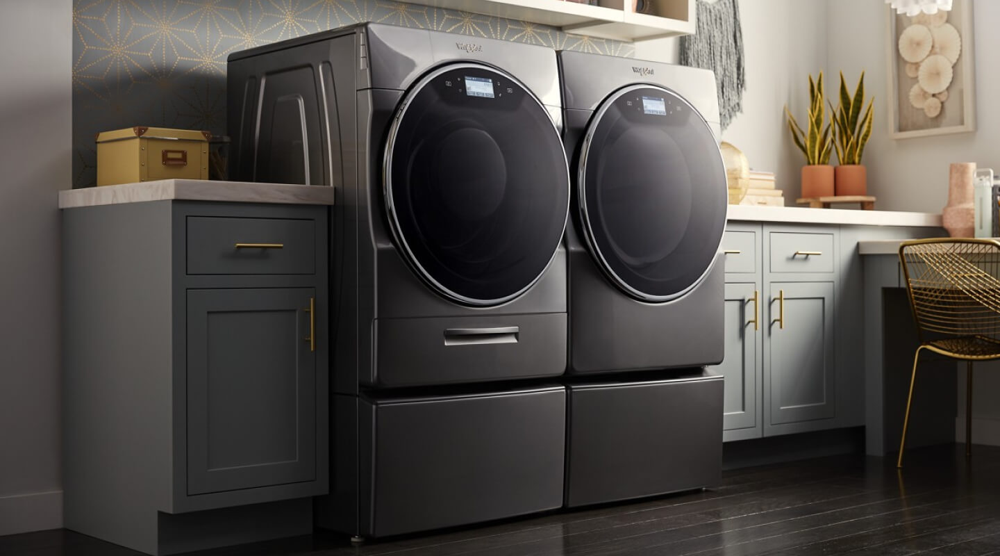 Matching Whirlpool® Smart Front Load Washer and dryer