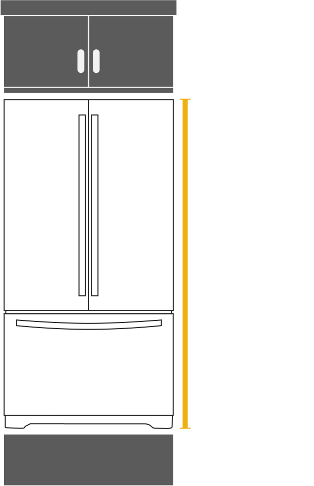 Find the right refrigerator measurements for your cutout's height. Find the right refrigerator measurements for your cutout's height.