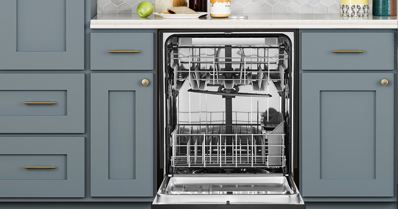 Image of a modern kitchen displaying a stainless steel french-door refrigerator and dishwasher. Image of a modern kitchen displaying a stainless steel french-door refrigerator and dishwasher.