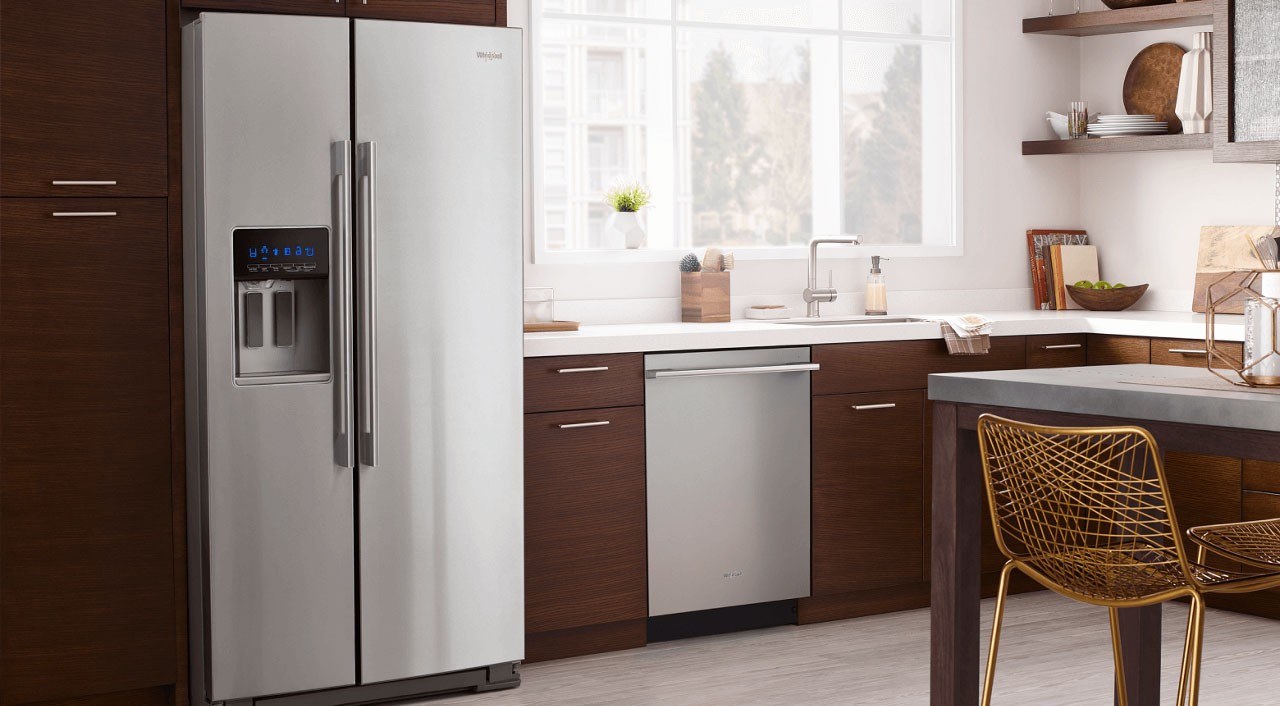 A refrigerator with organized food in it