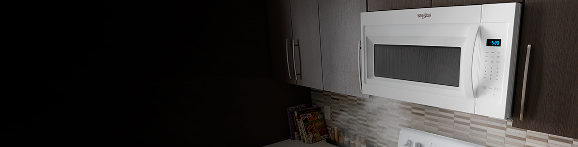 A microwave above a range