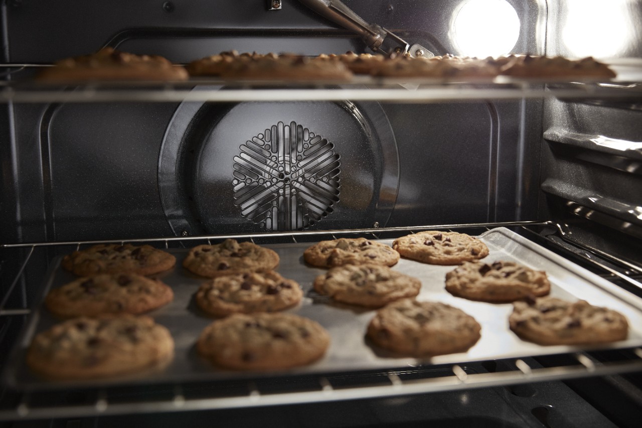 Cookies baking inside an oven