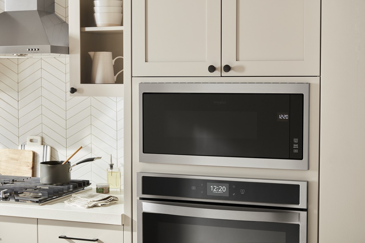 A built in combination microwave and oven