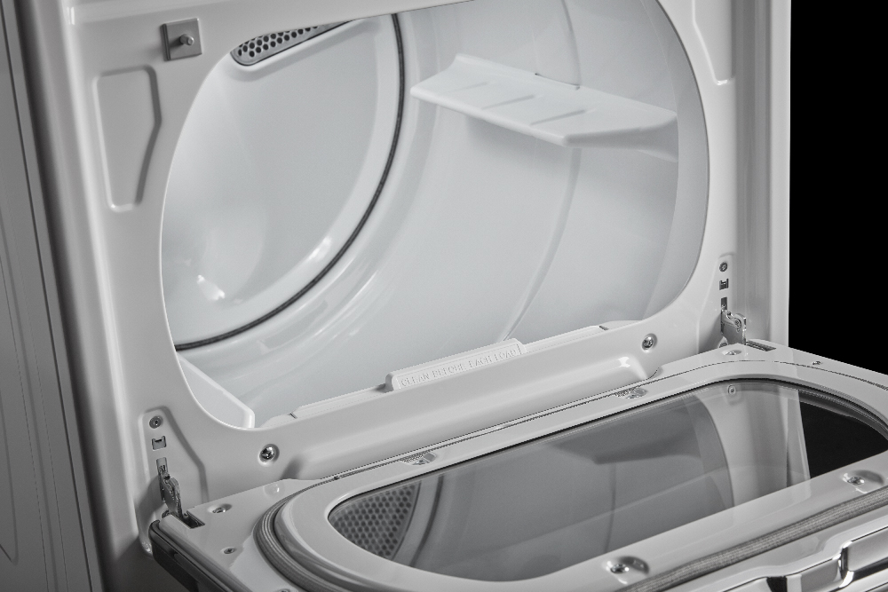 Whirlpool dryer with hamper door. 	