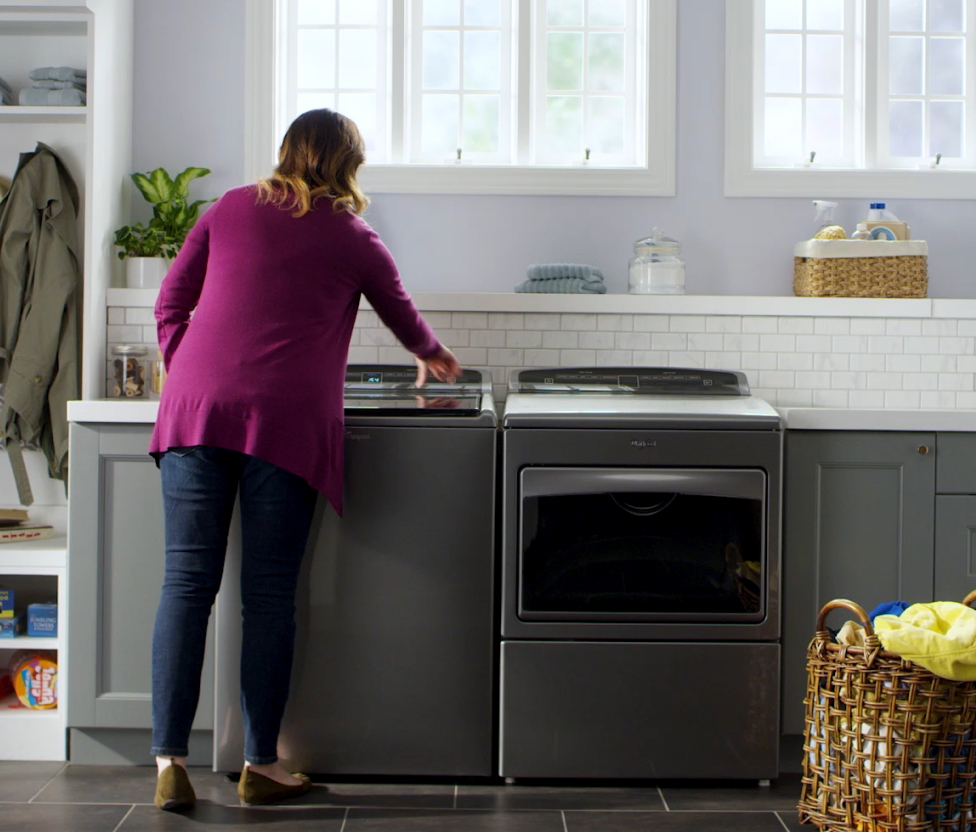 Whirlpool® washers help get dried paint out of jeans Whirlpool® washers help get dried paint out of jeans
