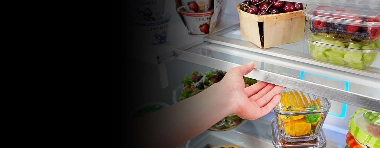 Adjustable refrigerator shelves from Whirlpool.