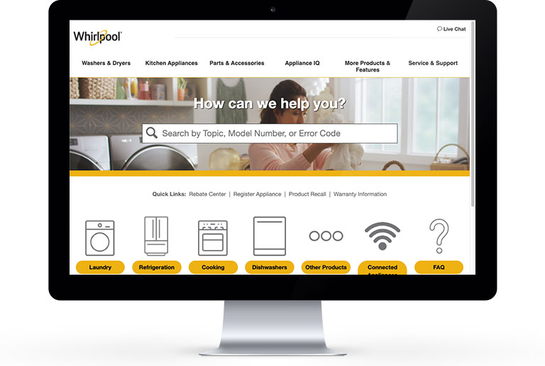 Monitor showing the Product Help page	