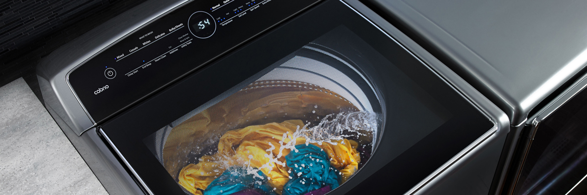 Discover top-of-the-line features on our touch screen washer and dryer set. 