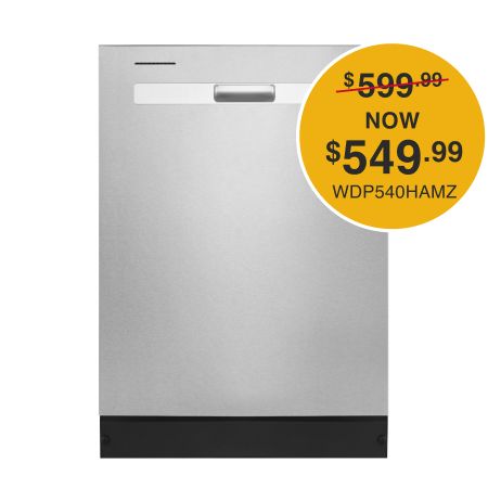 Quiet Dishwasher with Boost Cycle and Pocket Handle