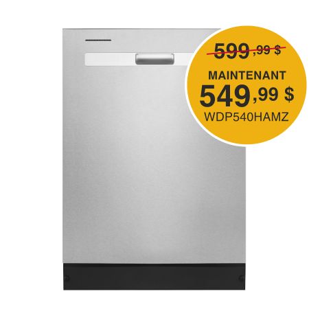 Quiet Dishwasher with Boost Cycle and Pocket Handle