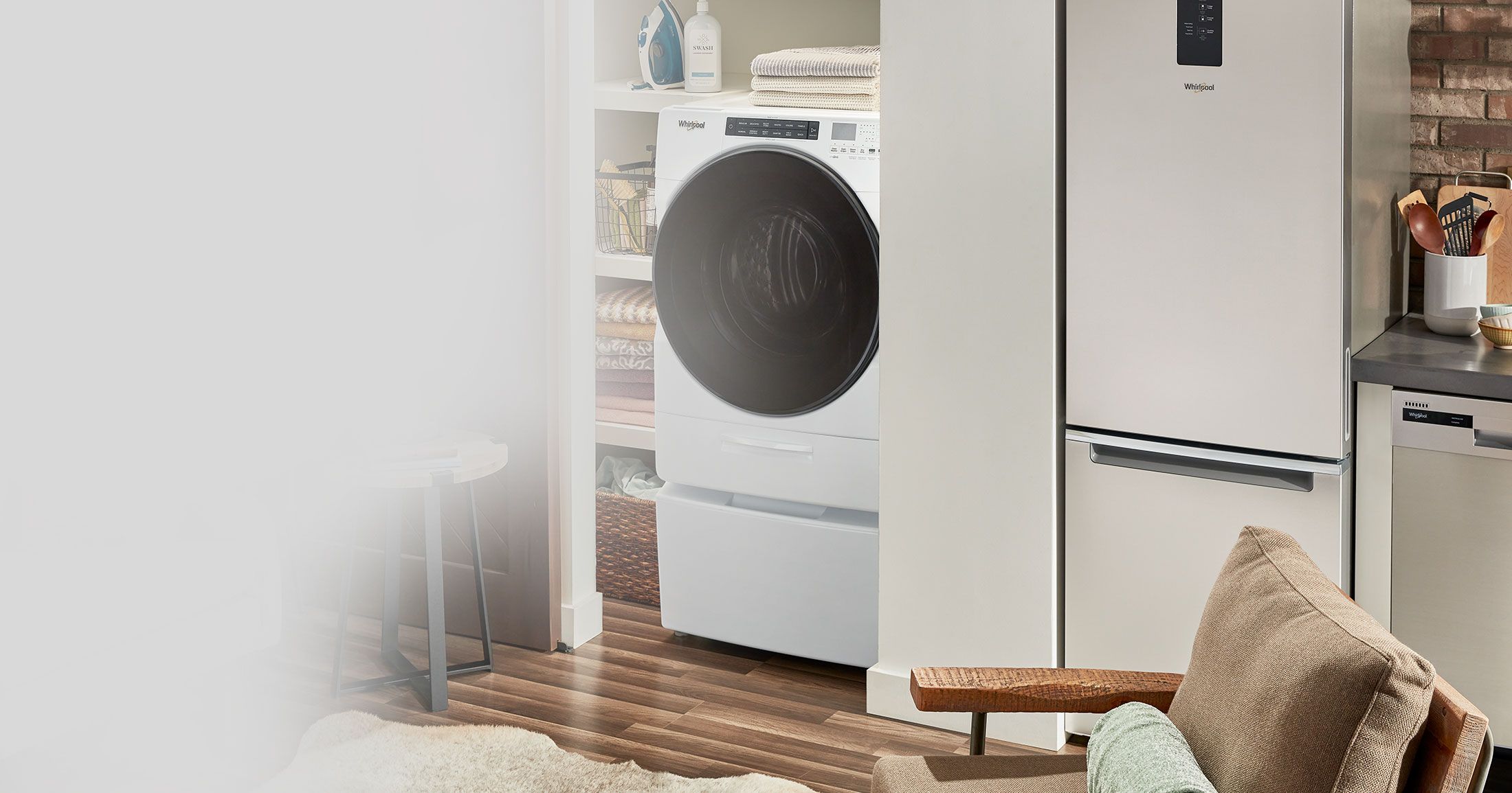 All-In-One Washer and Dryer fits in a closet.