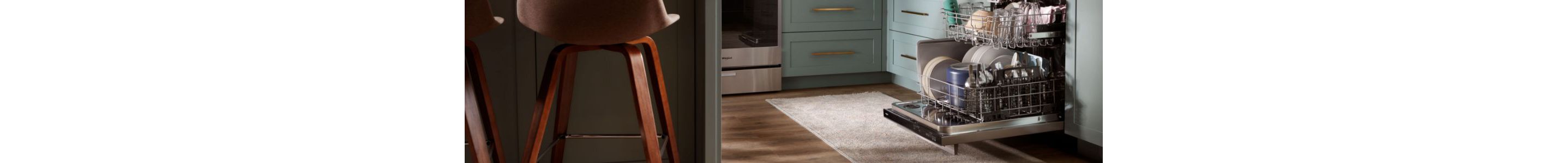 Whirlpool dishwasher loaded with items