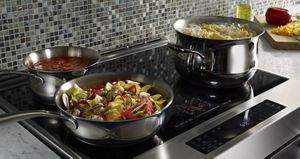 Induction stove top with outlet oven