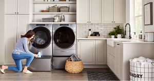 Stacked washer sale dryer on pedestal