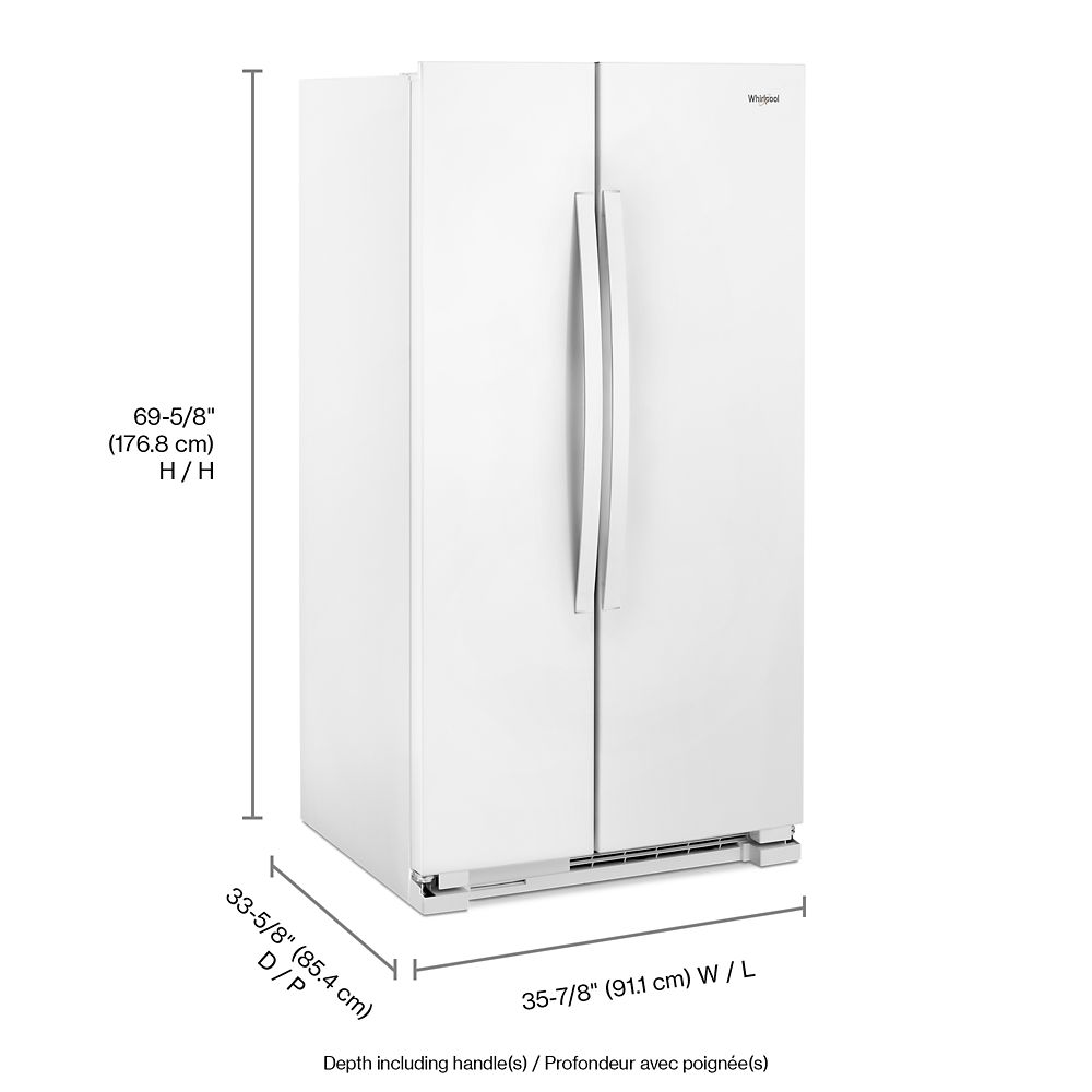 36-inch Wide Side-by-Side Refrigerator - 25 cu. ft. White