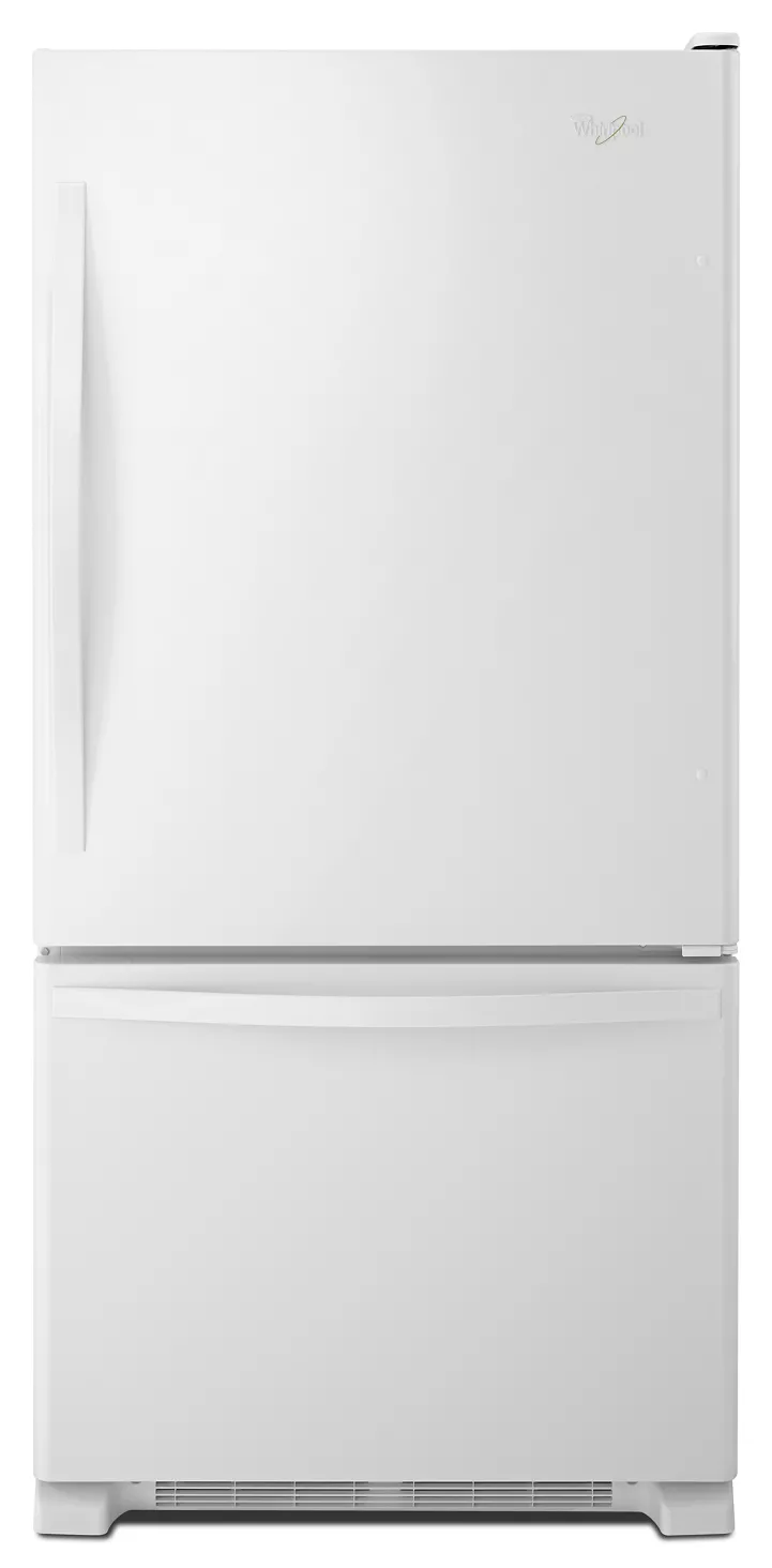Whirlpool 30 Inch Bottom-Freezer Refrigerator with 18.7 Cu. Ft. Capacity, White - WRB329DFBW